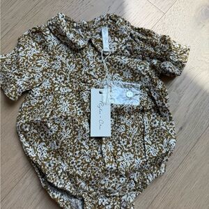 Rylee + Cru Floral Button Down Shirt - Brown and White